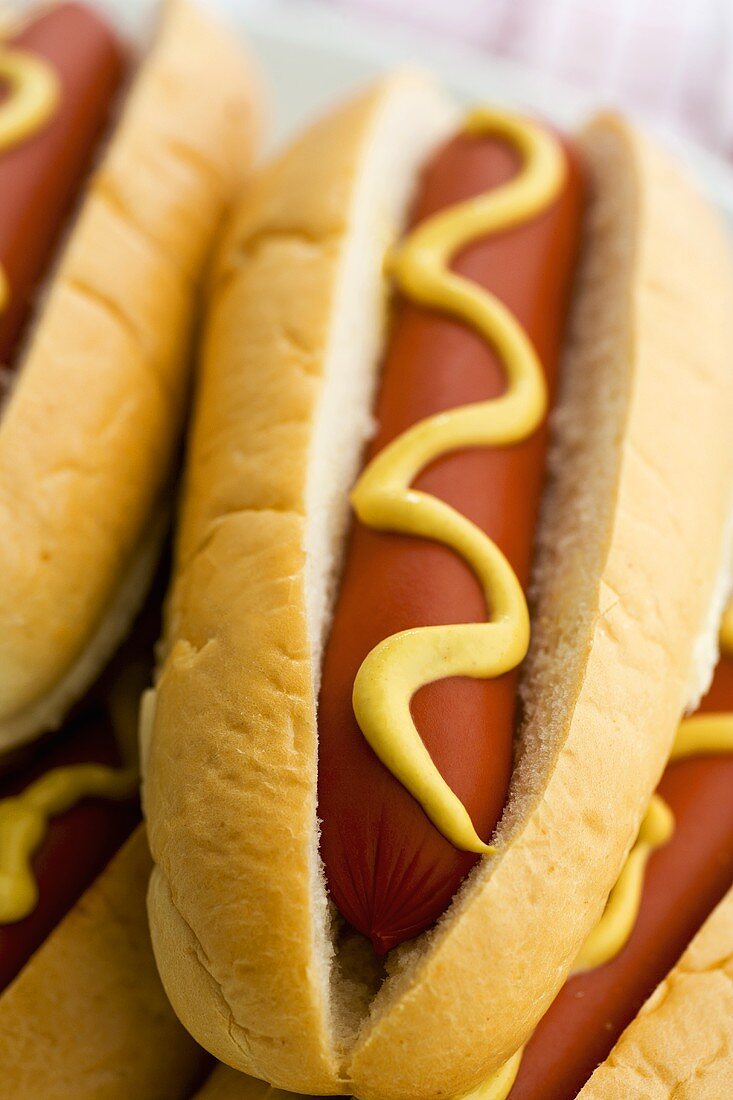 Hot dogs with mustard