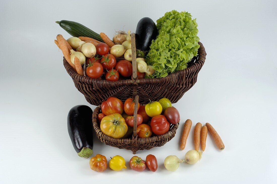 Two baskets of vegetables