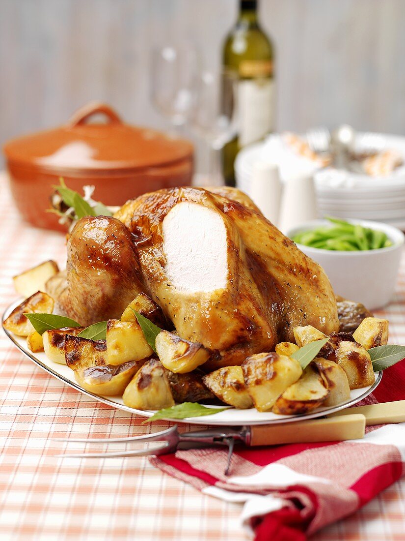 Glazed turkey with potatoes