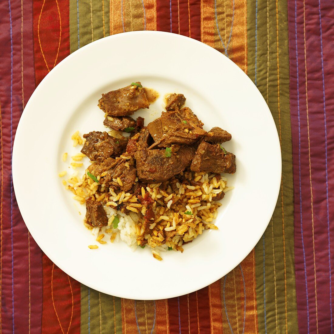 Scharf-saures Lammfleisch mit Reis (Indien)
