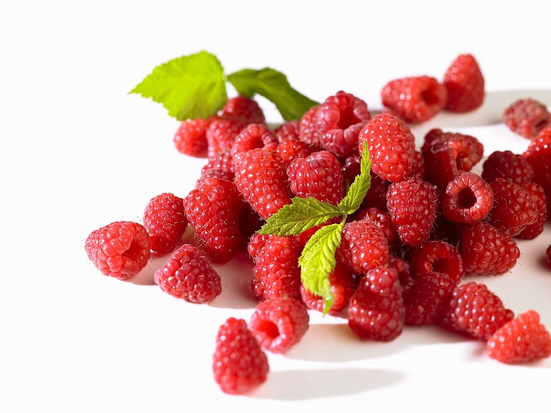 A heap of fresh raspberries