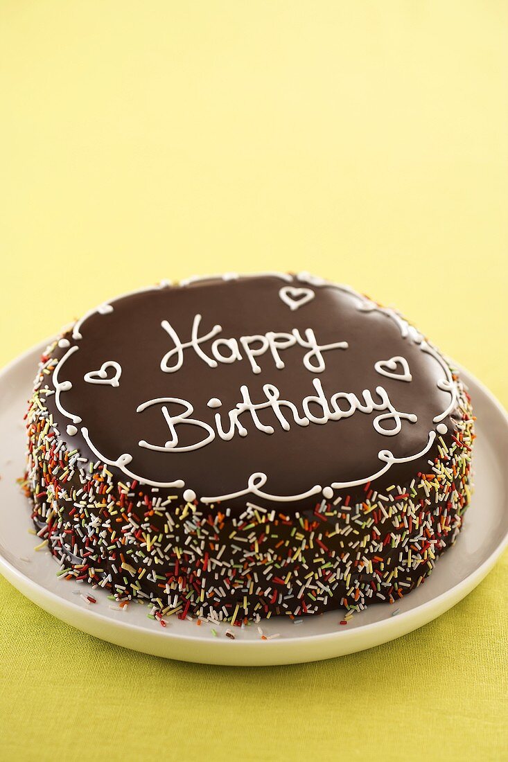 A chocolate birthday cake
