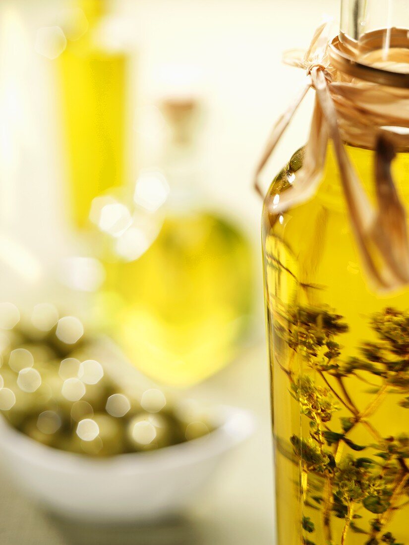 Herb oil and olives