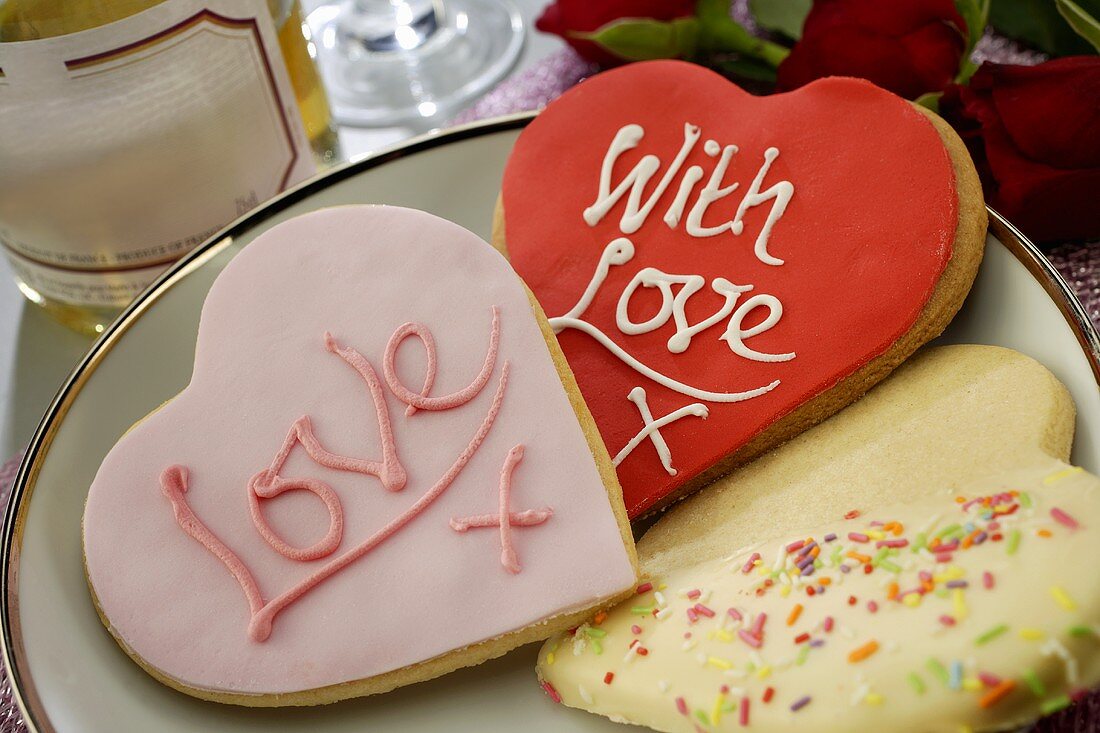 Heart-shaped biscuits for Valentine's Day