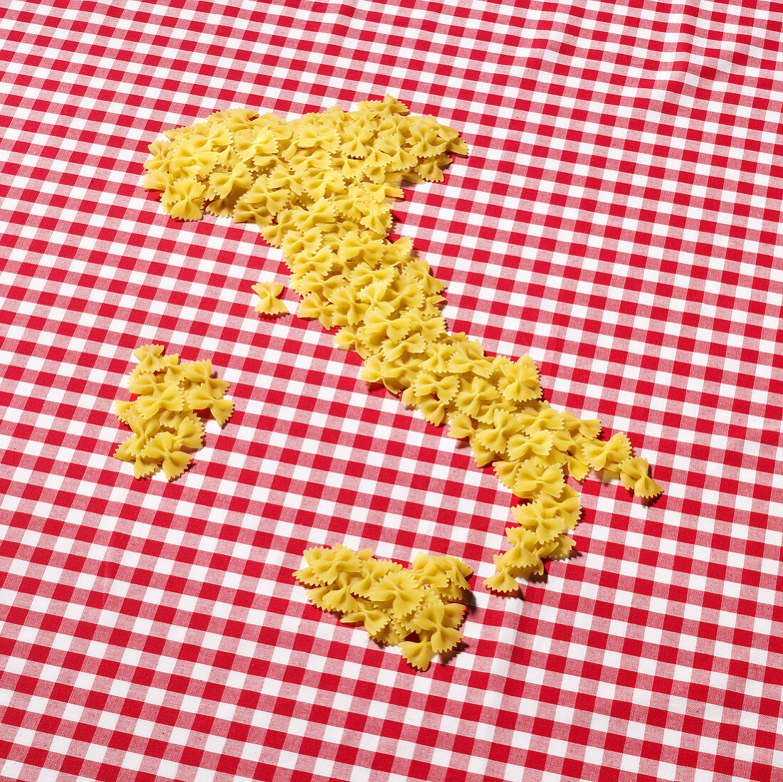 Farfalle in the shape of the map of Italy