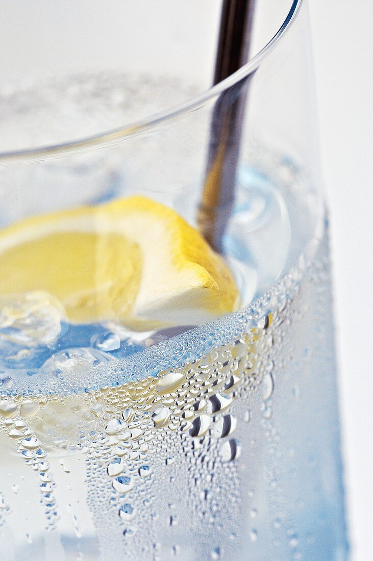 Gin and tonic with lemon (detail)