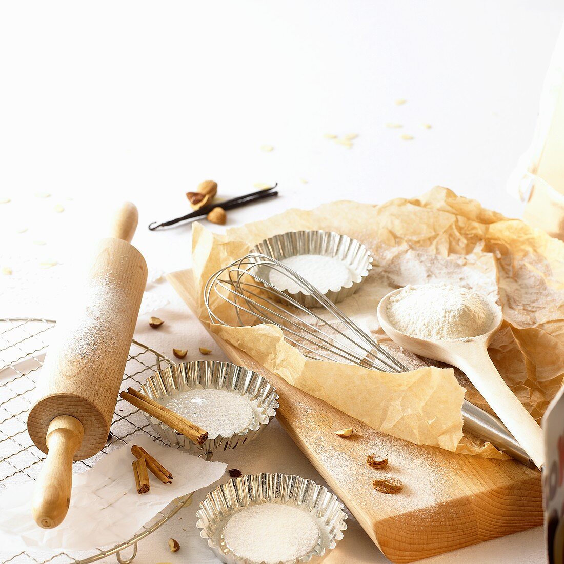 Various baking ingredients and utensils