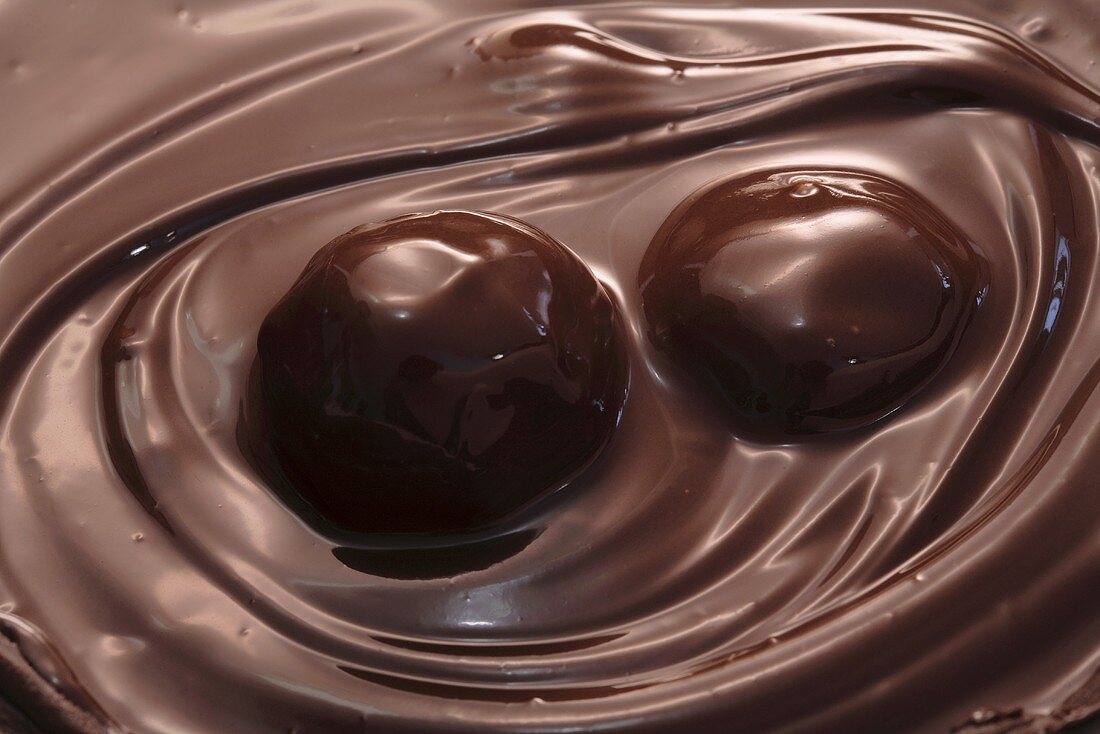 Chocolates in melted chocolate
