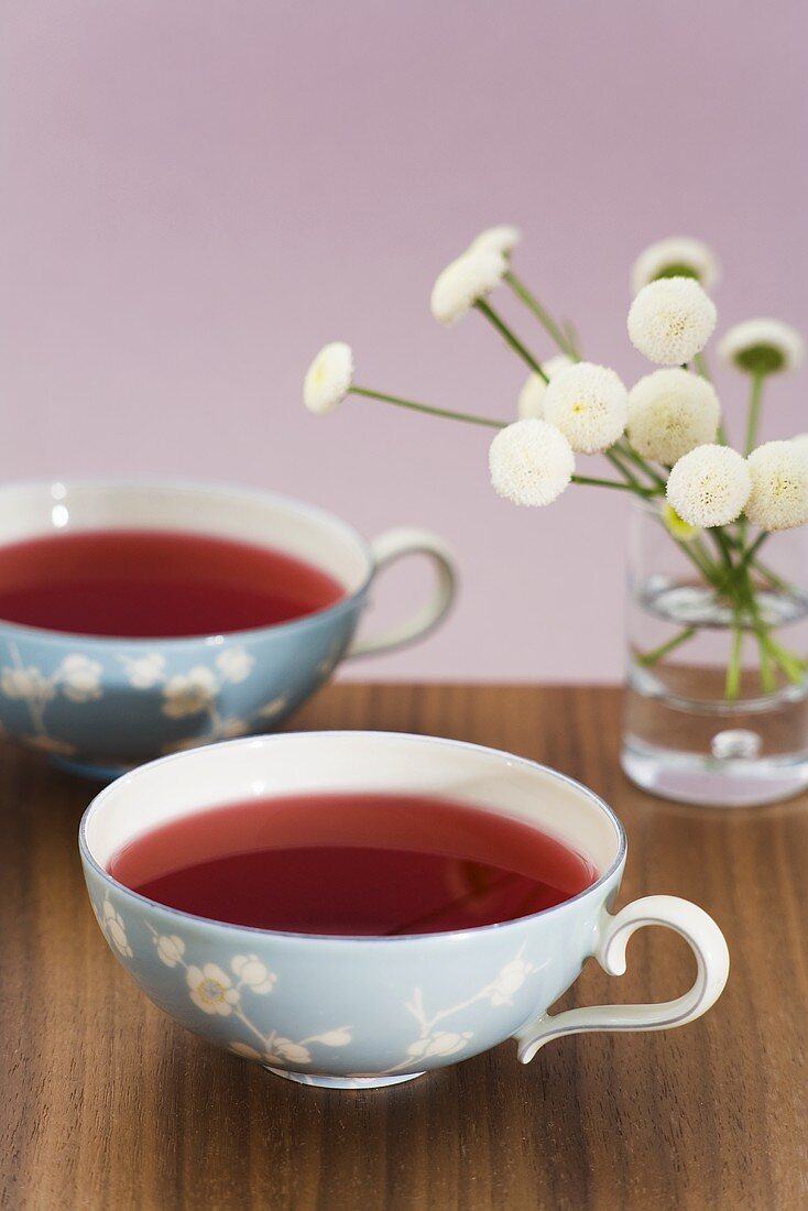Two cups of fruit tea