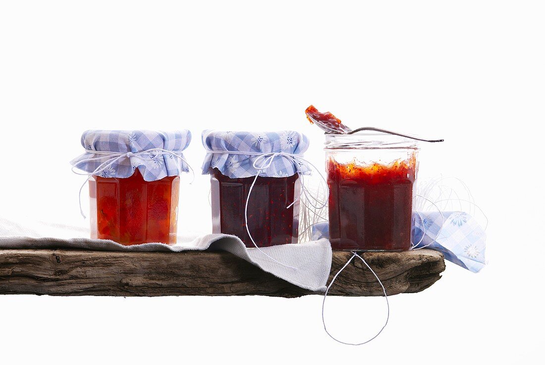 Three jars of home-made jam