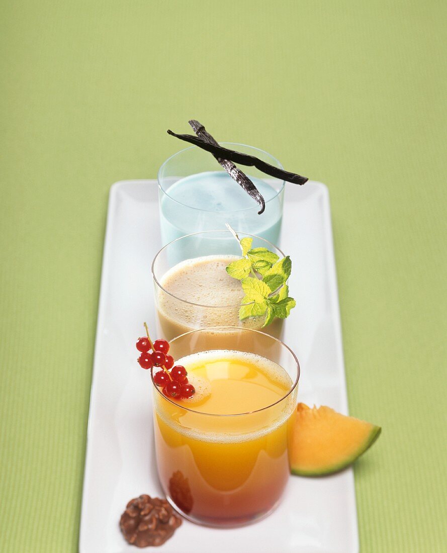 Three fruit cocktails