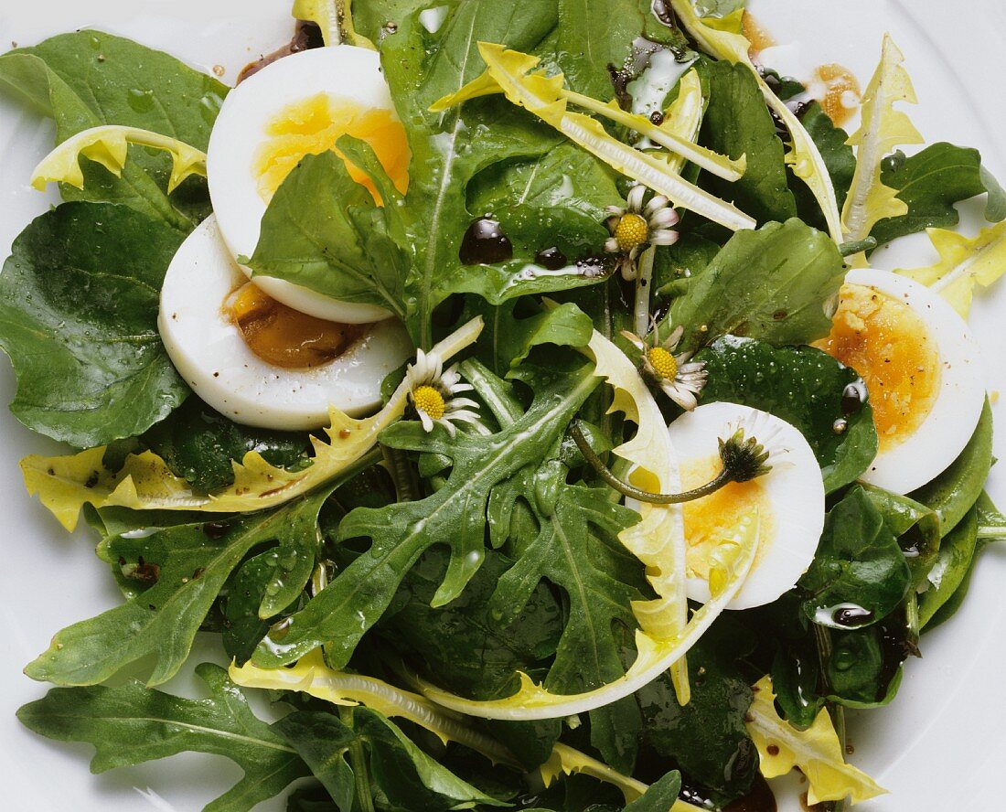 Mixed Wild Herb Salad with Eggs