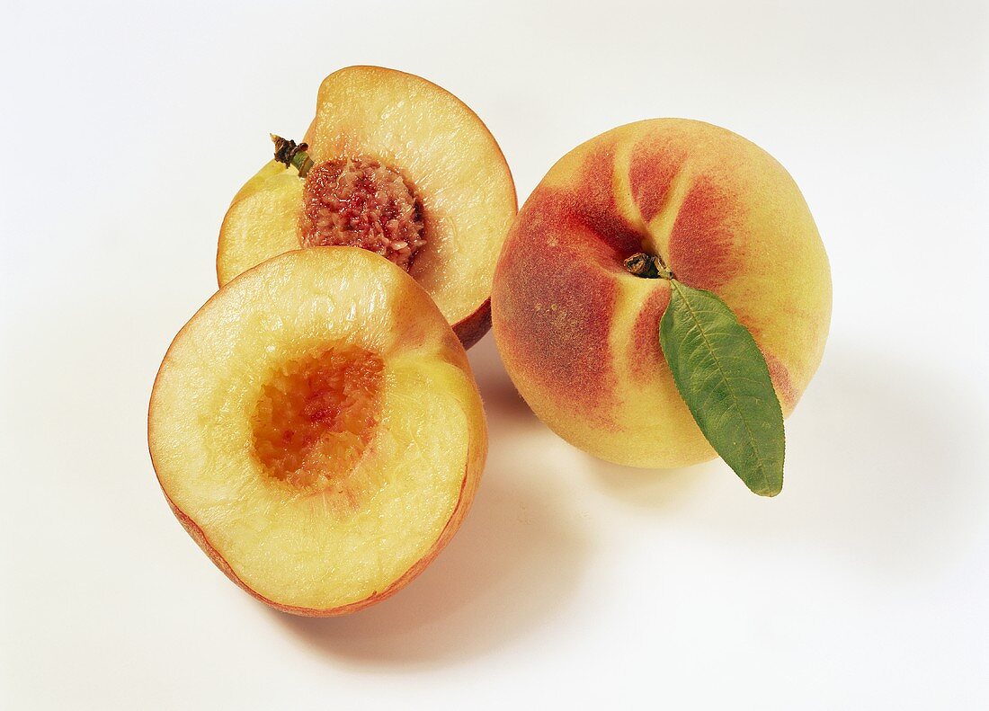 One whole and two half peaches