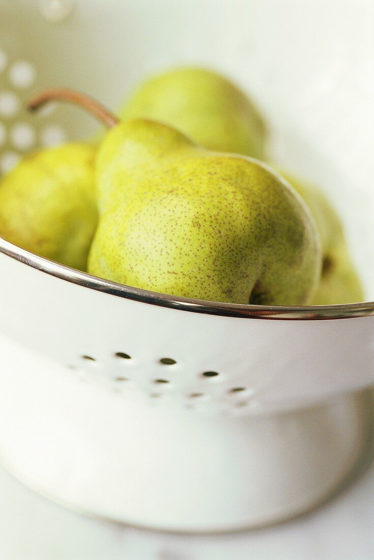 Pears in a colander