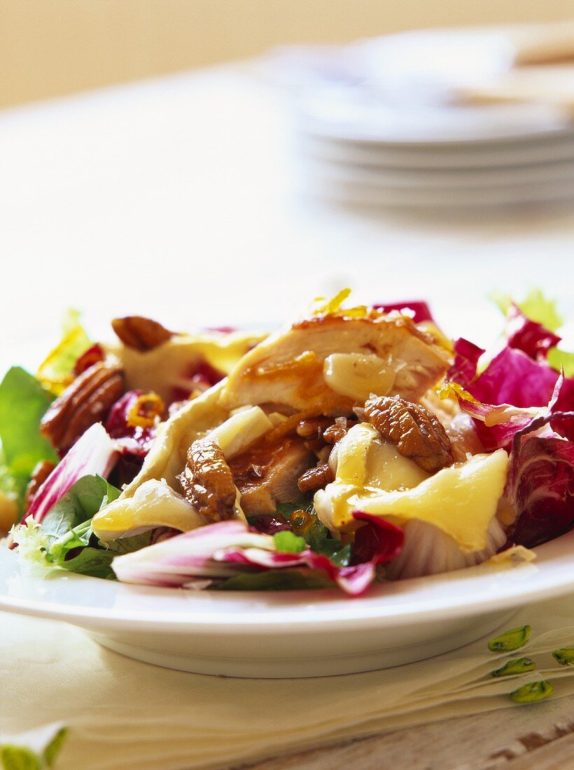 Salad of red cabbage, pineapple and nuts