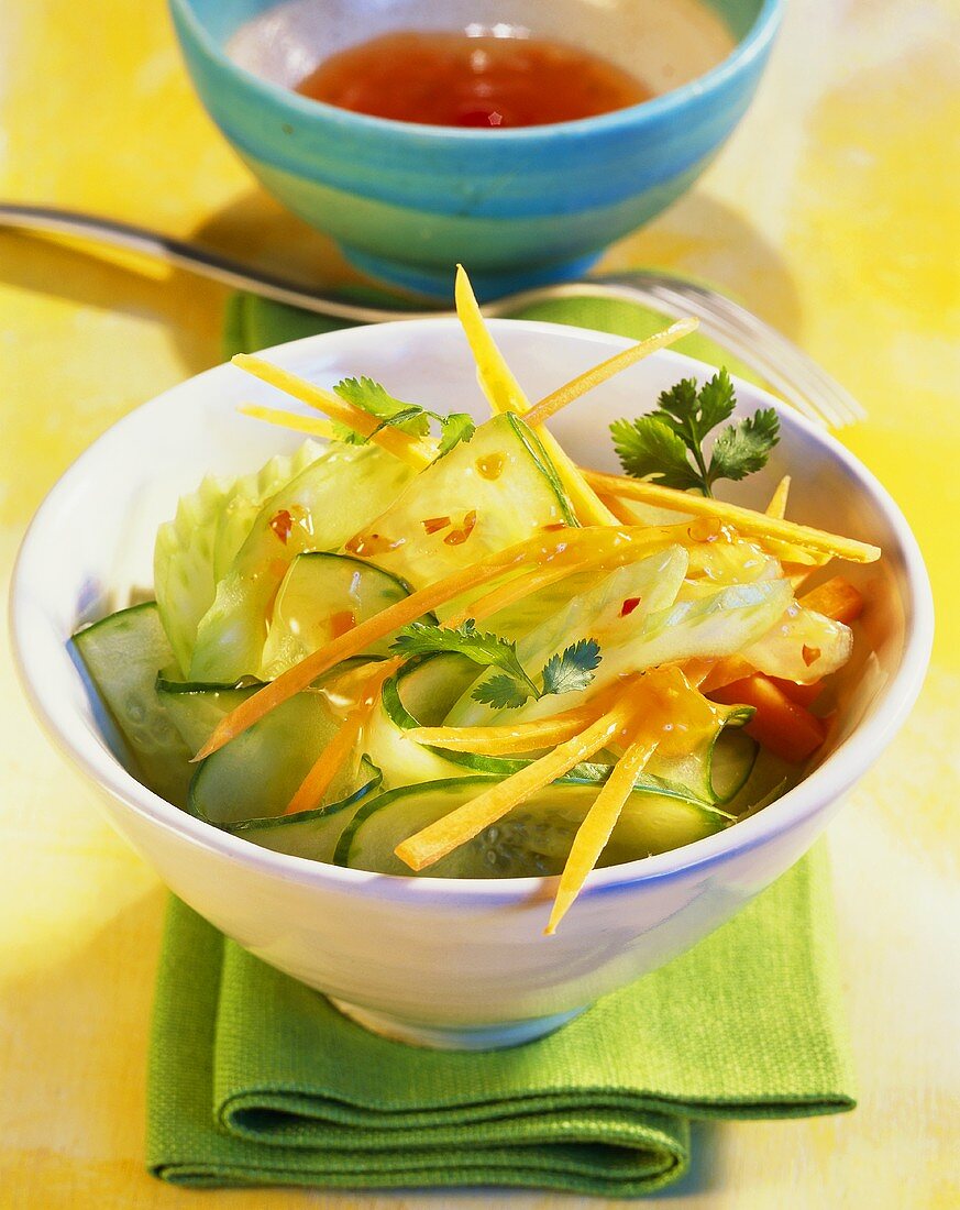 Asian salad with spicy dressing