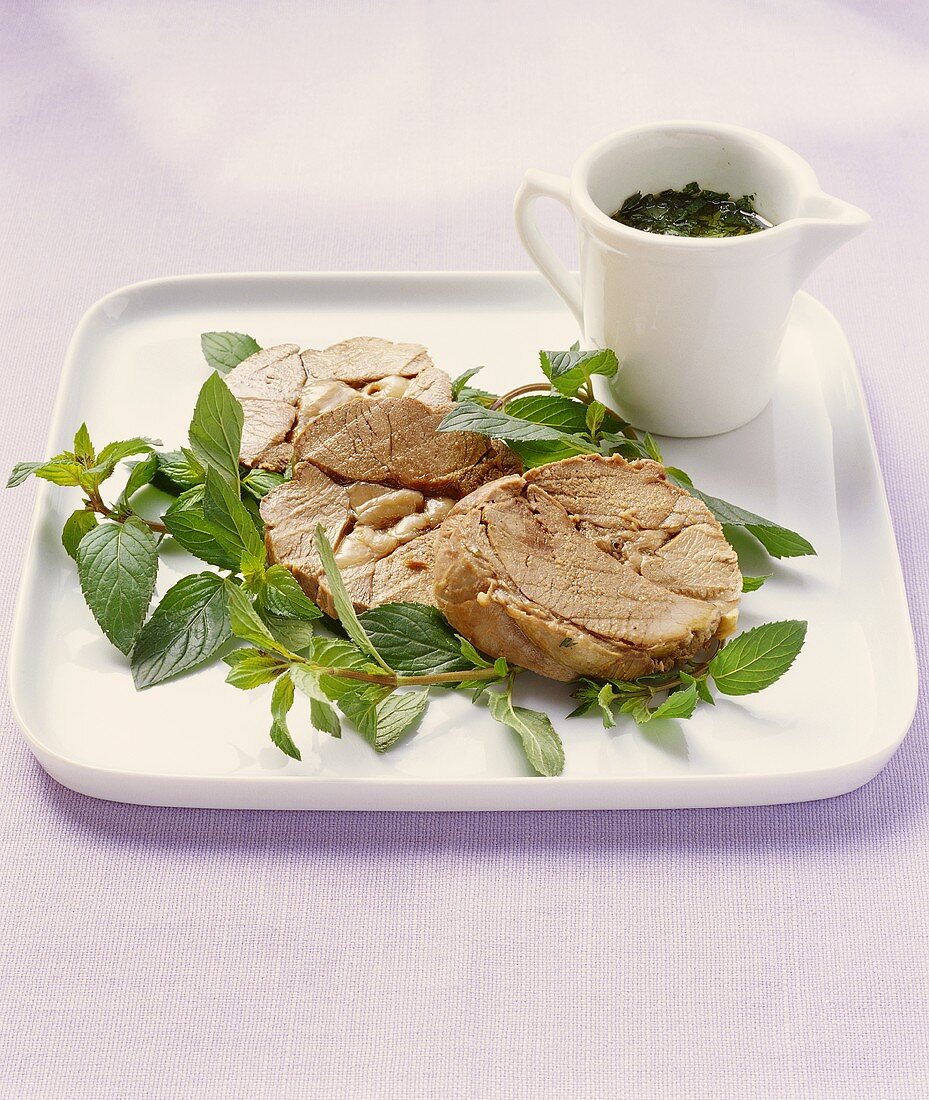 Lamb with mint sauce