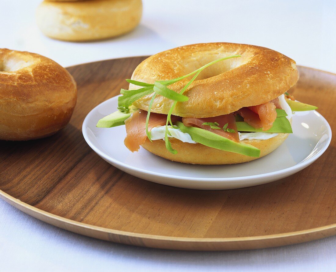 Bagel with salmon and soft cheese