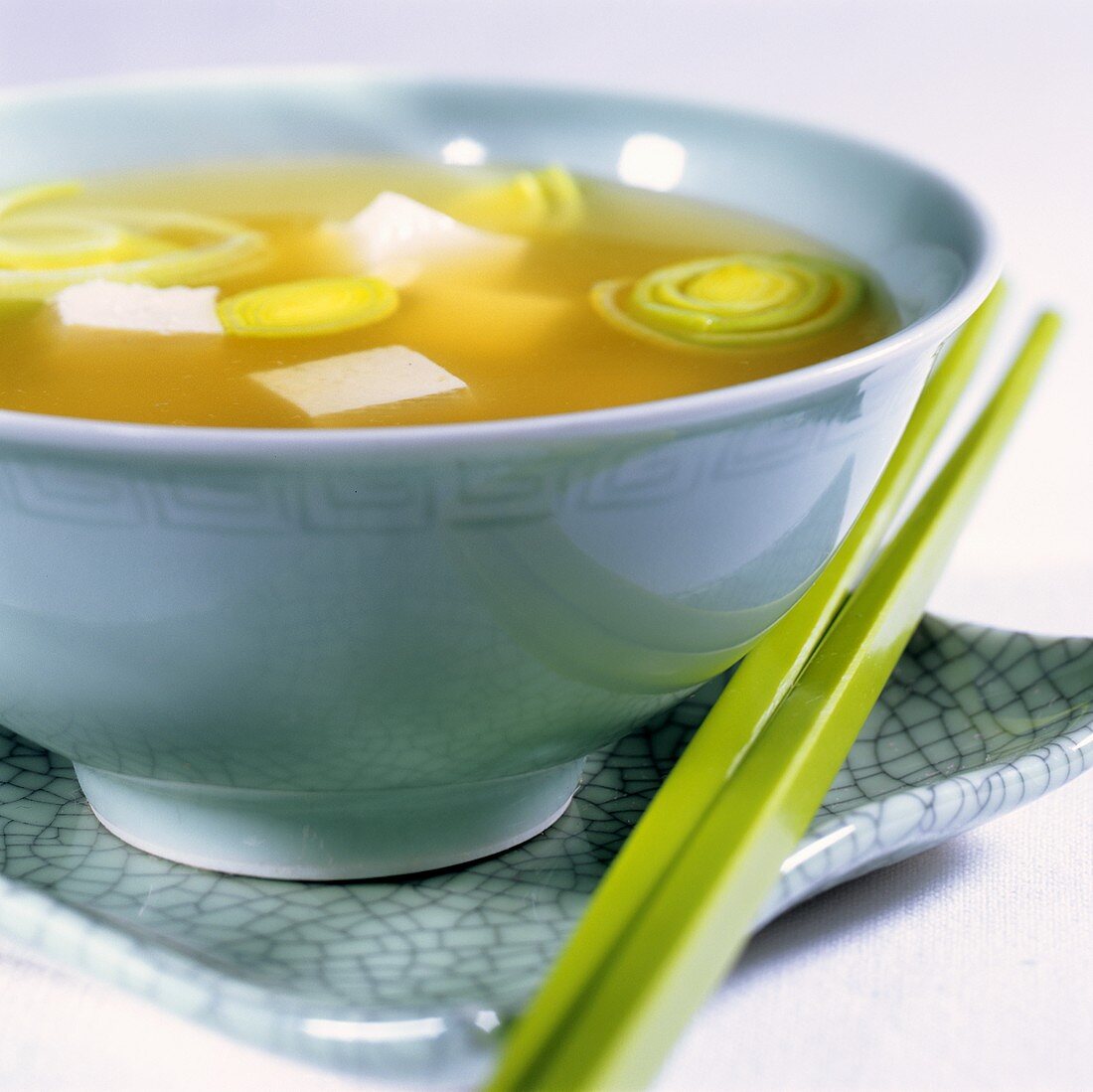 Miso soup with leeks and tofu
