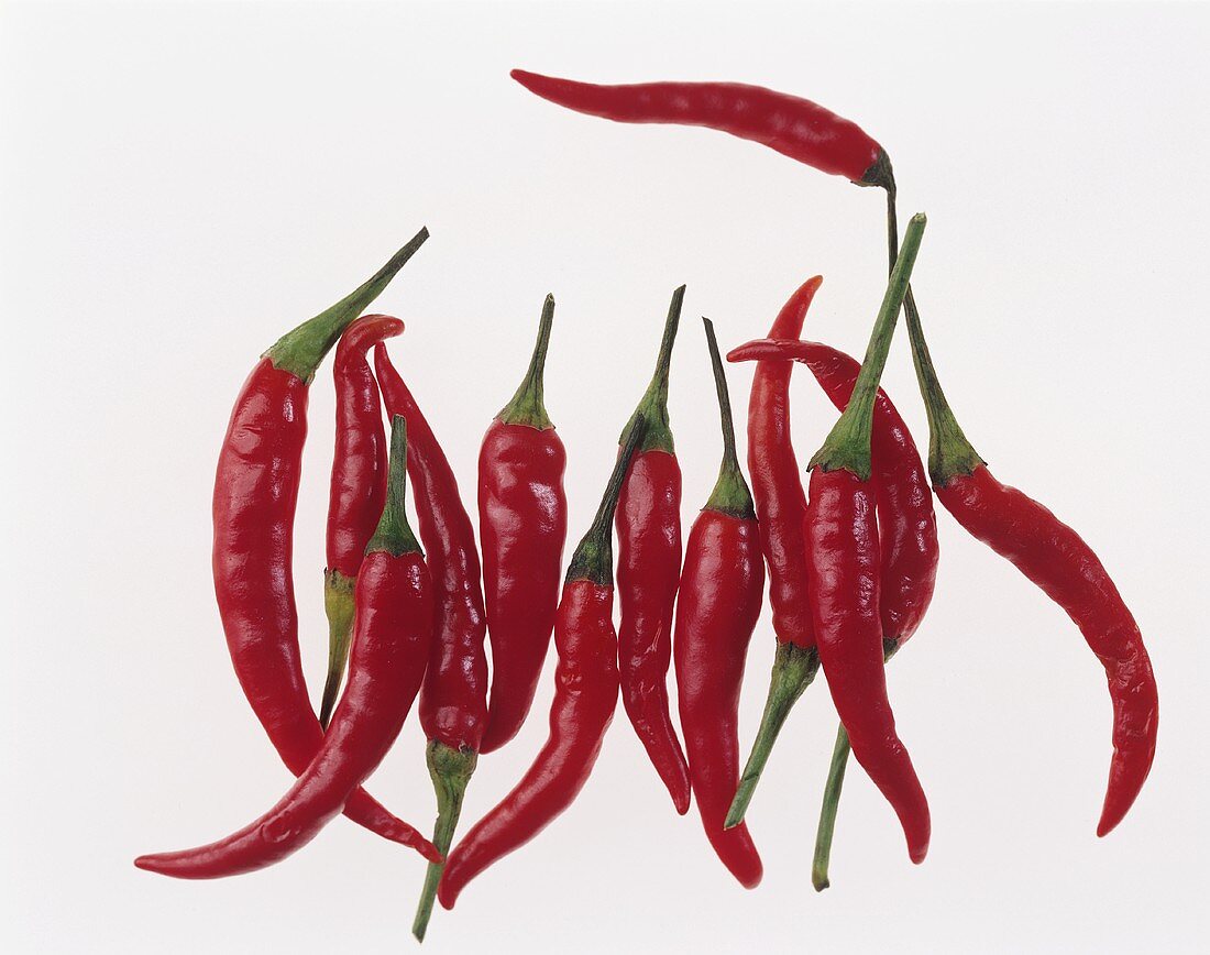 Several red chili peppers