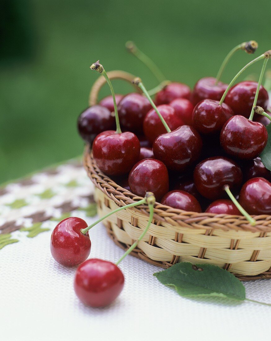 Cherries in a small basket