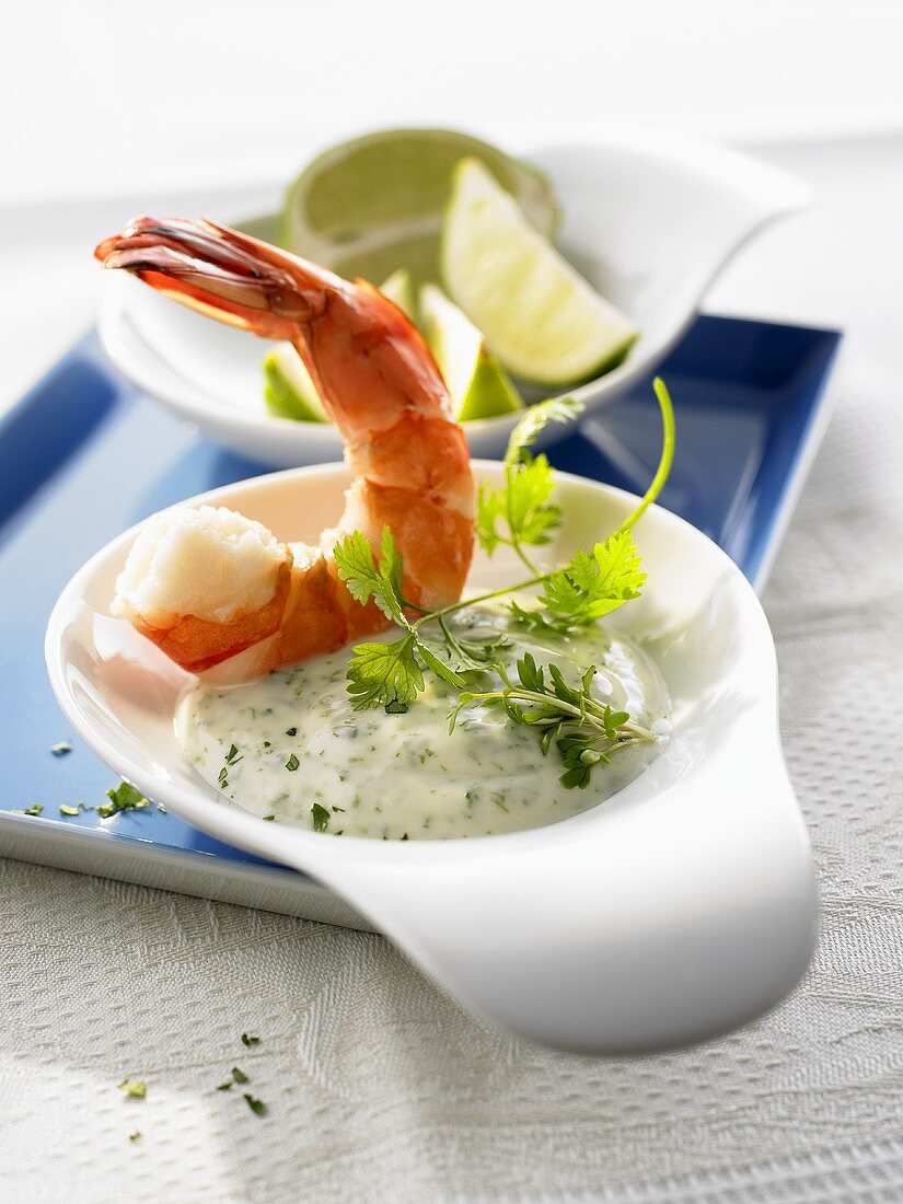 Shrimp with herb sauce