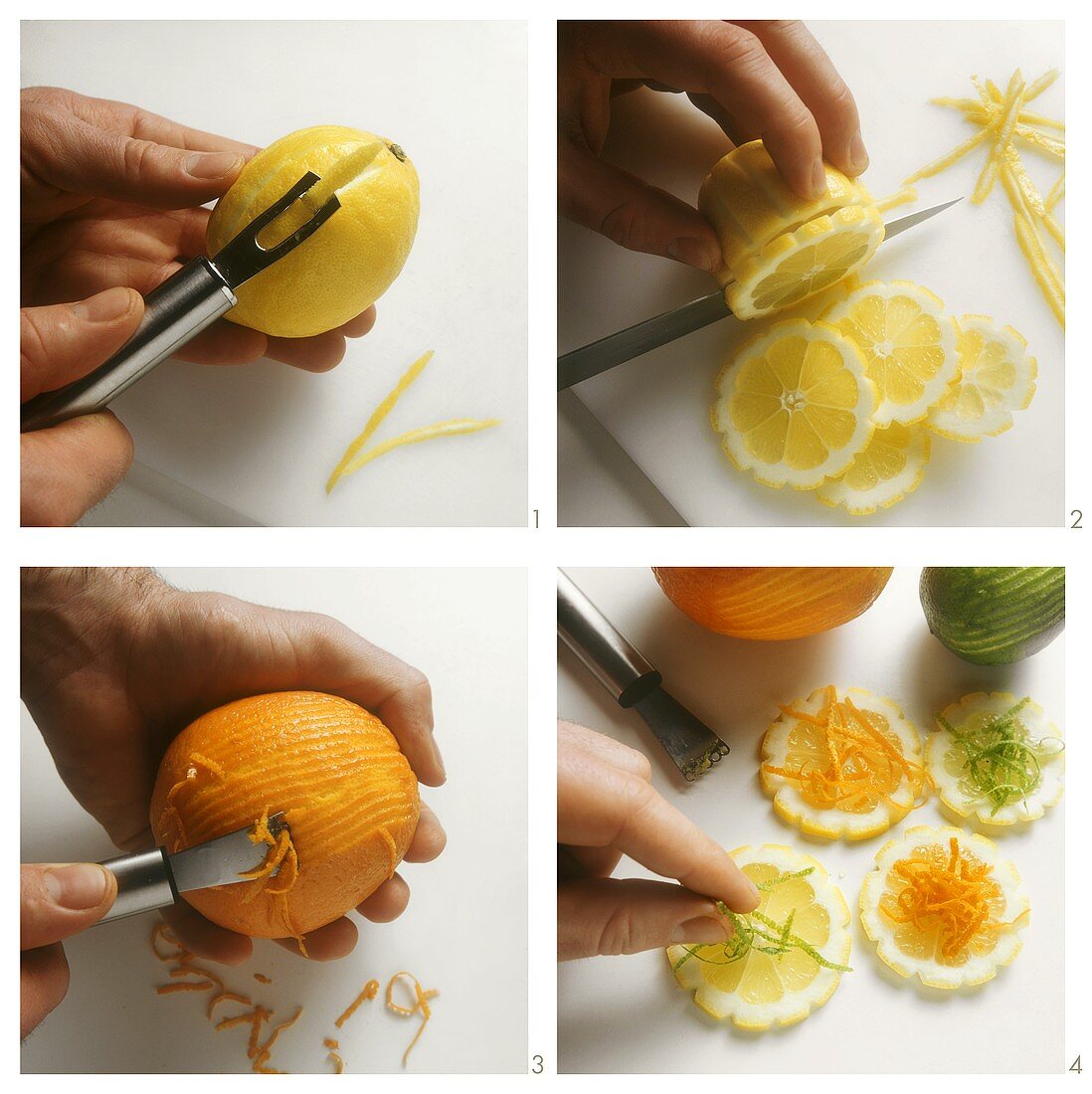Zitronenscheiben mit Orangenjulienne
