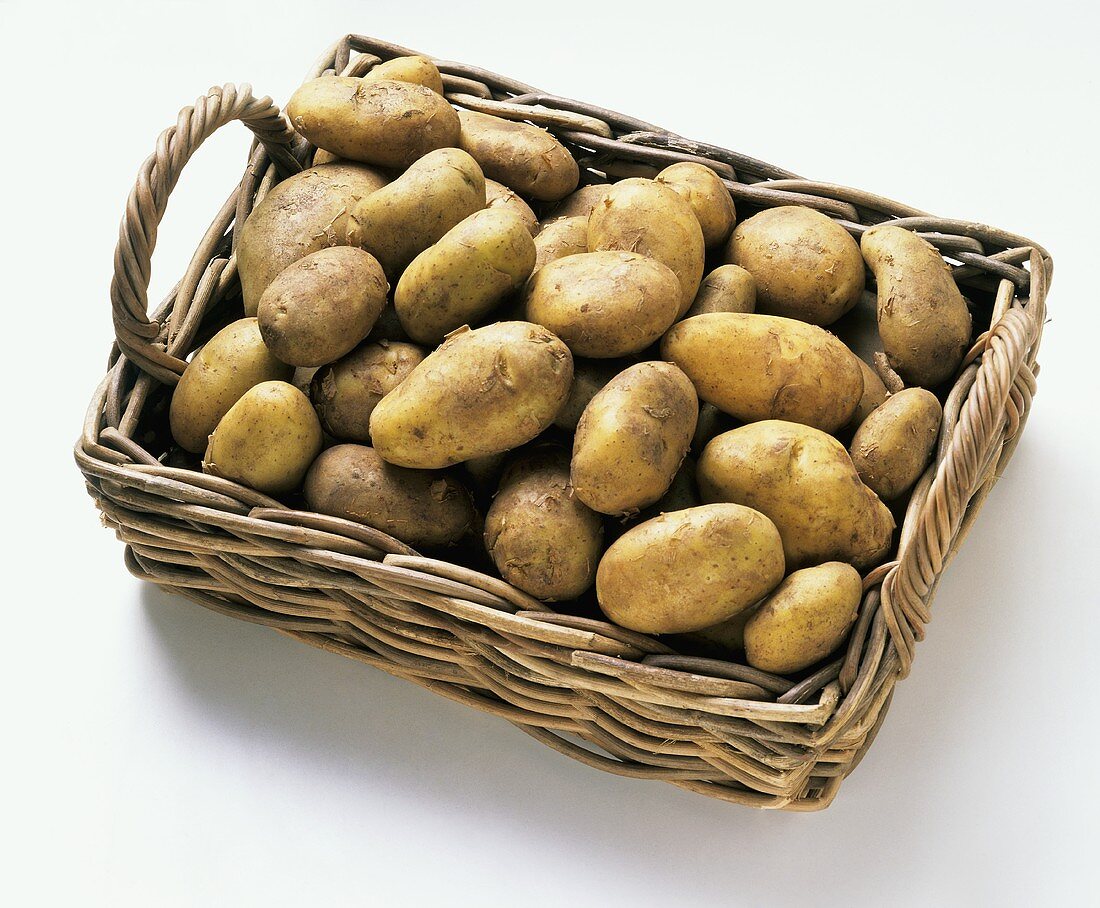 A Basket Filled with Potatoes