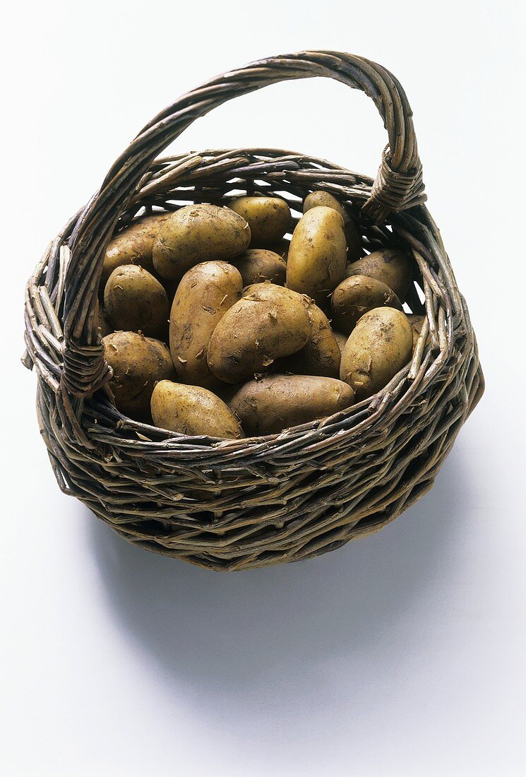 A Basket Filled with Potatoes