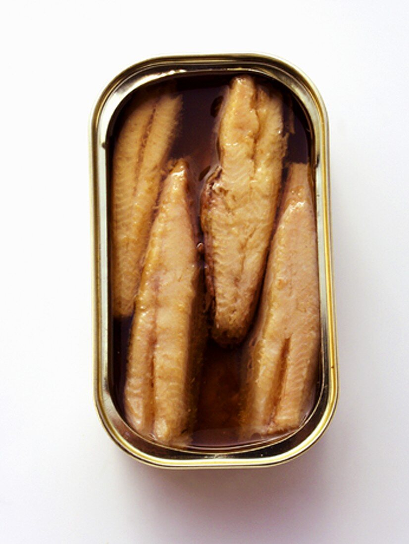 An Opened Can of Sardines from Overhead