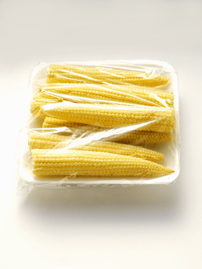 Ears of Baby Corn in a Tray