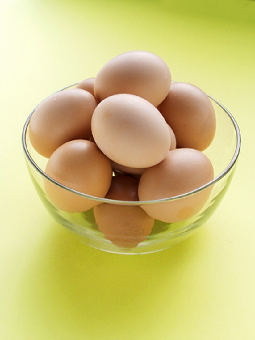 Brown Eggs in a Glass Bowl