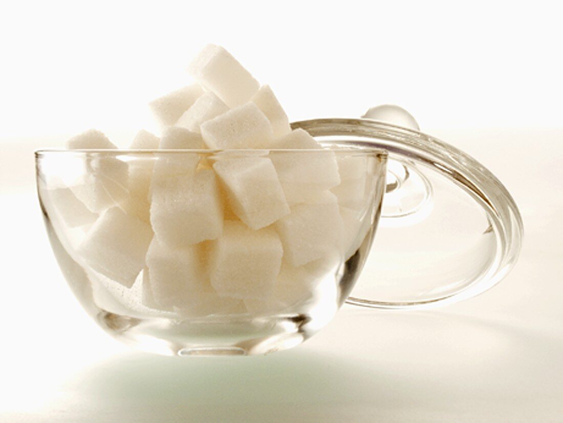 Sugar Cubes in Glass Bowl
