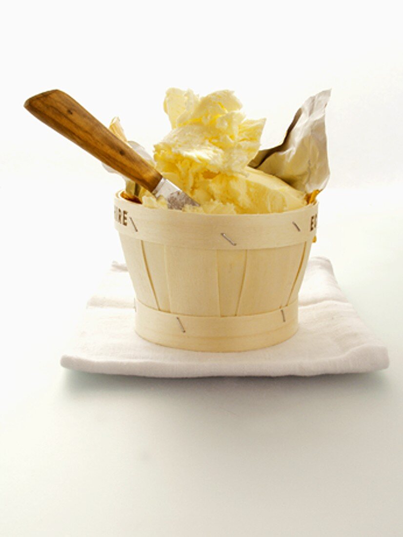 Butter in Container with Knife
