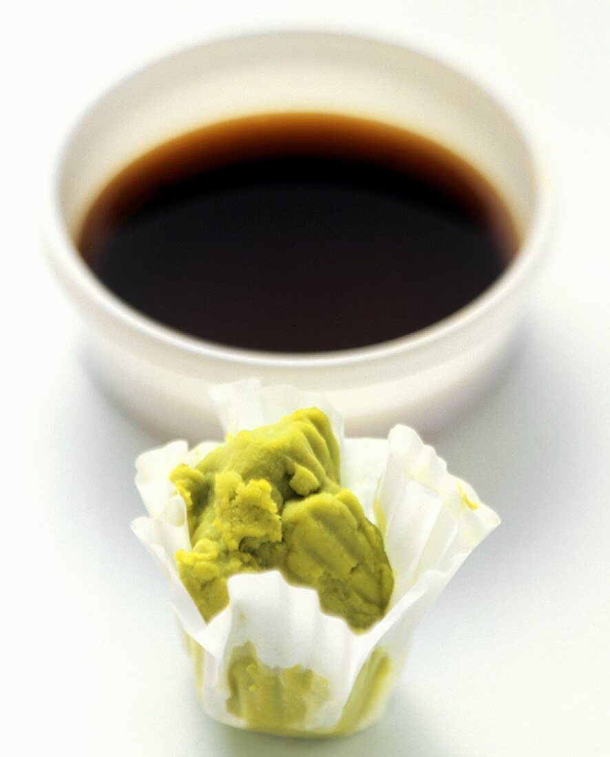 Wasabi with a Dish of Dipping Sauce