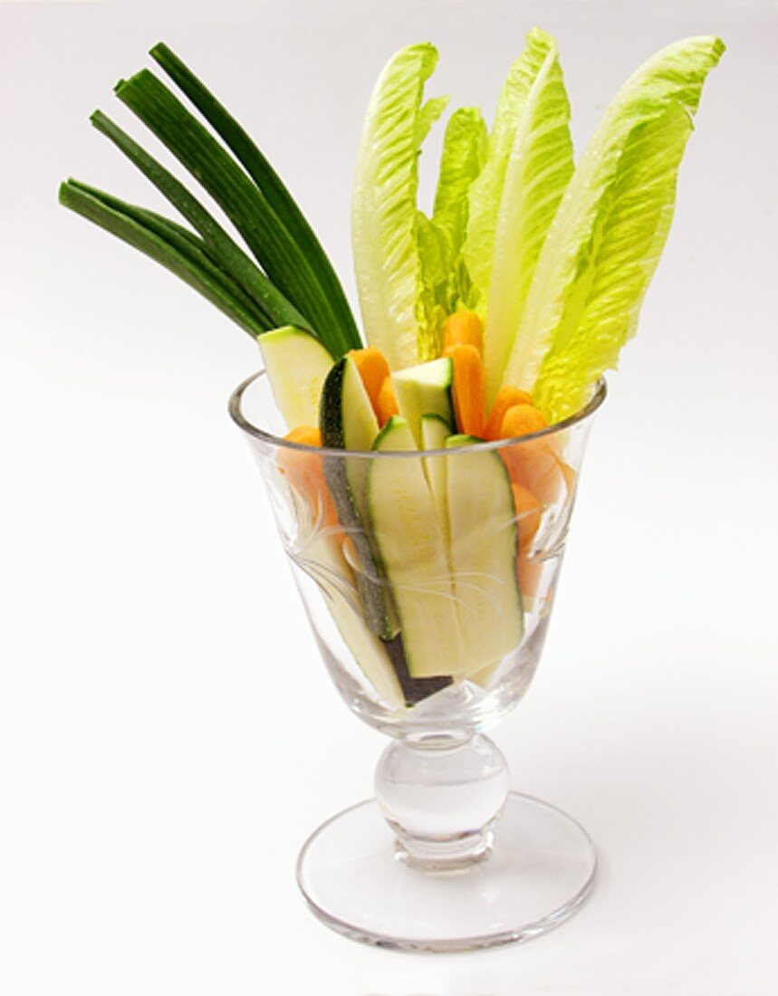 Sliced Vegetables in a Goblet for Dipping