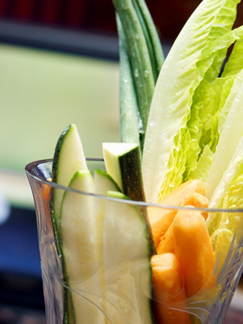 Assorted Sliced Vegetables in a Goblet