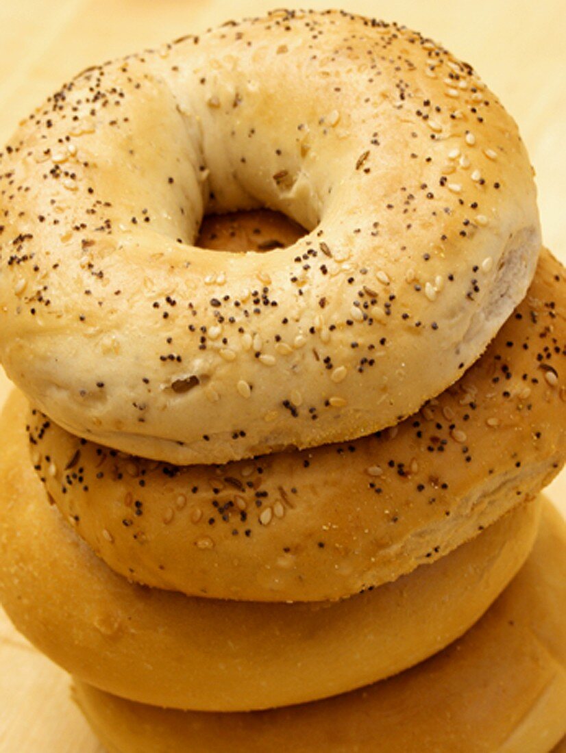 A Stack of Assorted Bagels