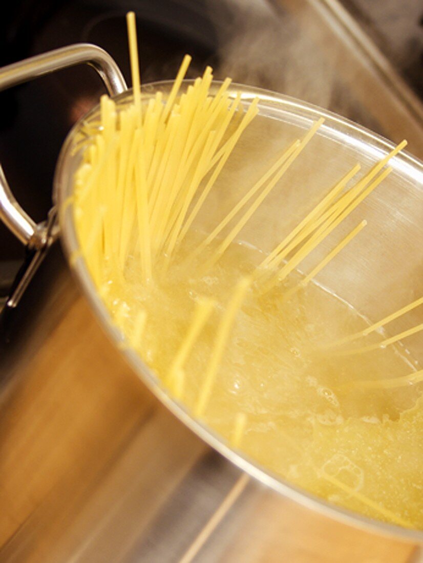 Spaghetti Boiling in a Stock Pot