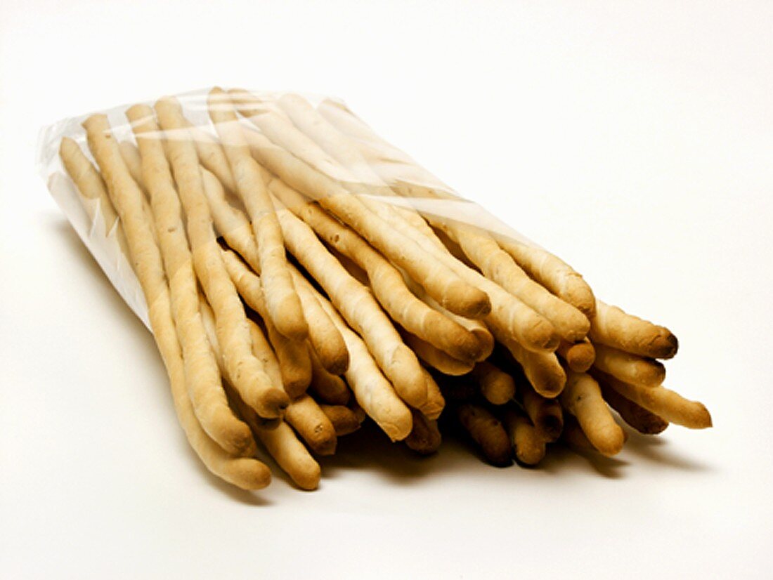 Fresh Bread Sticks in Plastic Bag