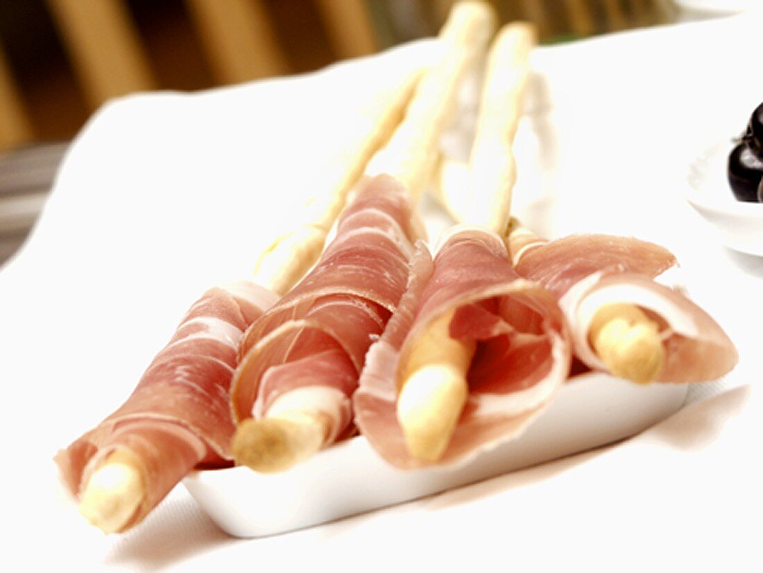 Proscuitto Wrapped Around Bread Sticks