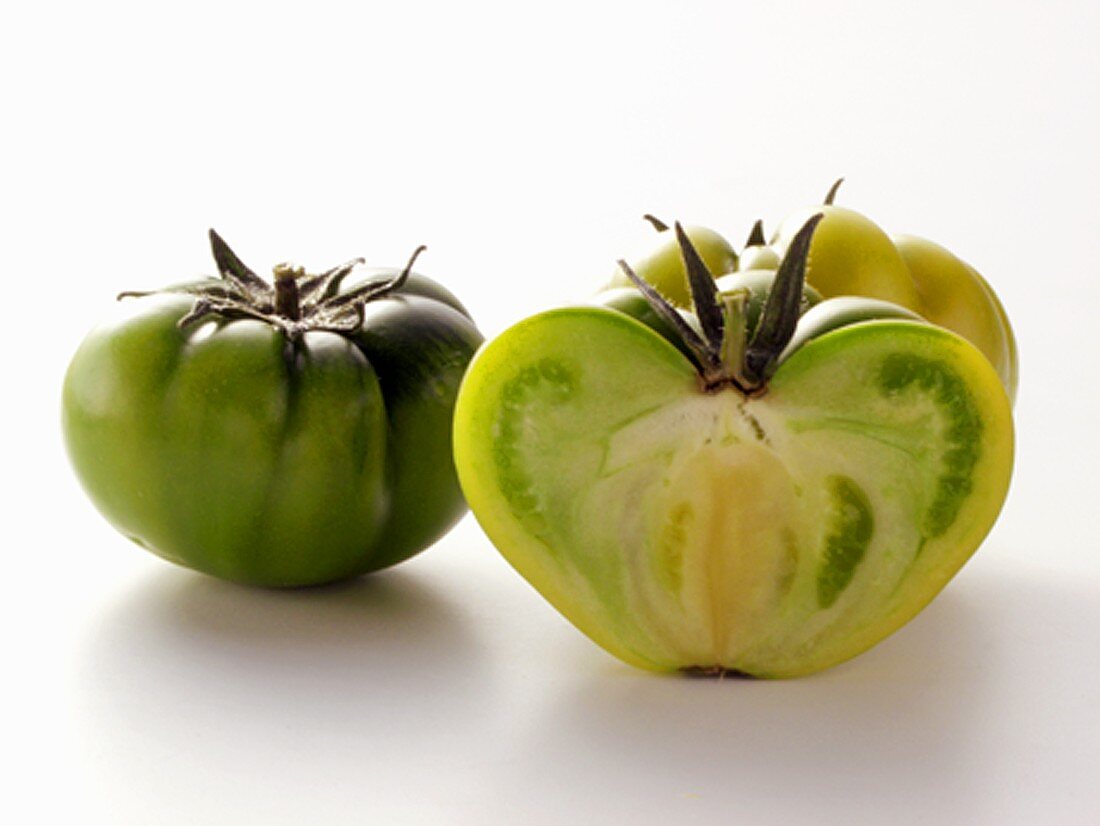 Whole and Half Green Tomatoes