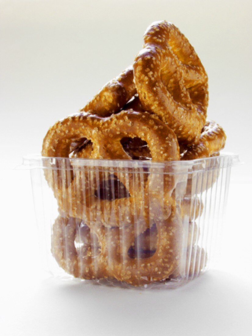 Pretzels in a Plastic Container