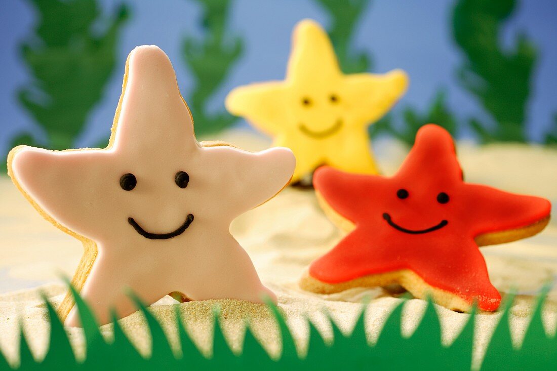 Coloured starfish biscuits
