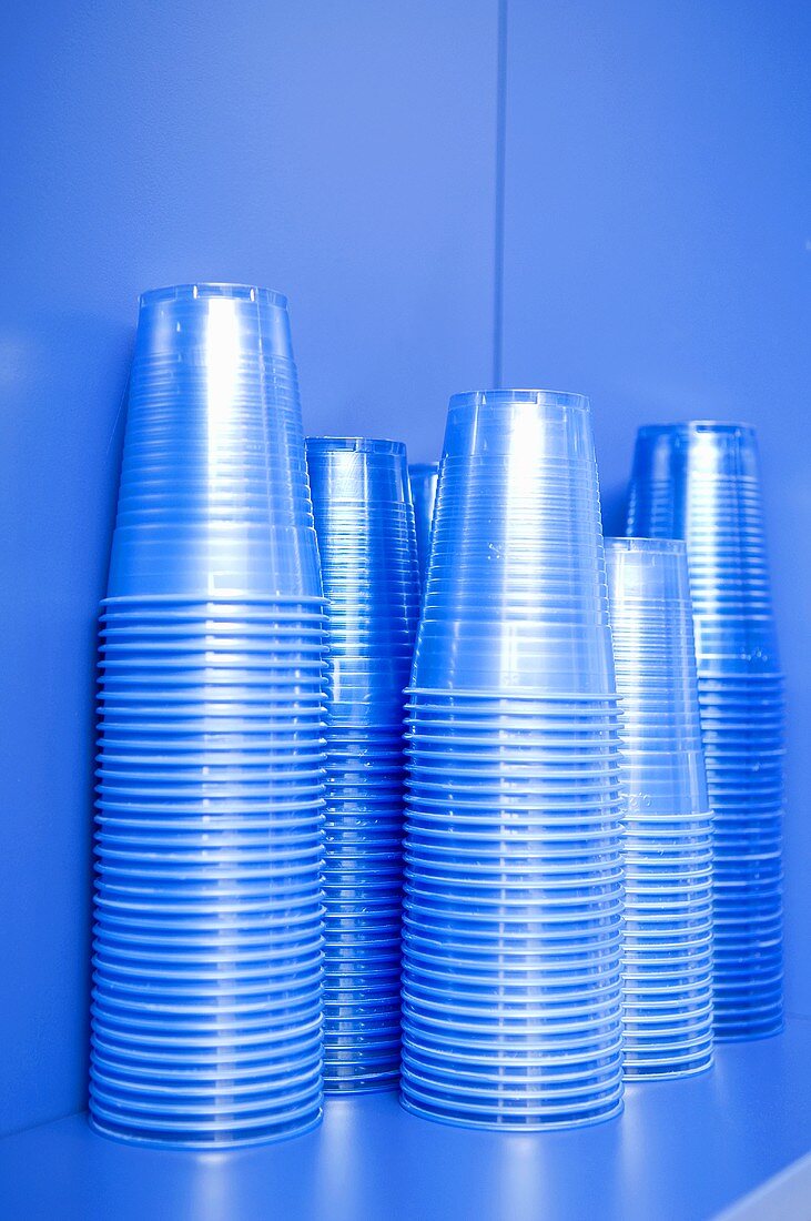 Stacked plastic cups