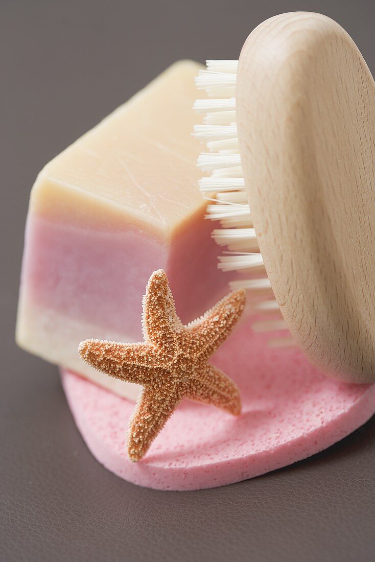 Soap with brush and sponge