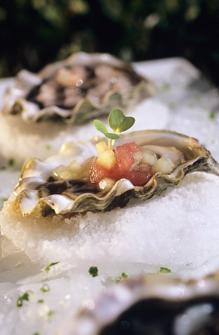 Oyster with watermelon and mignonette