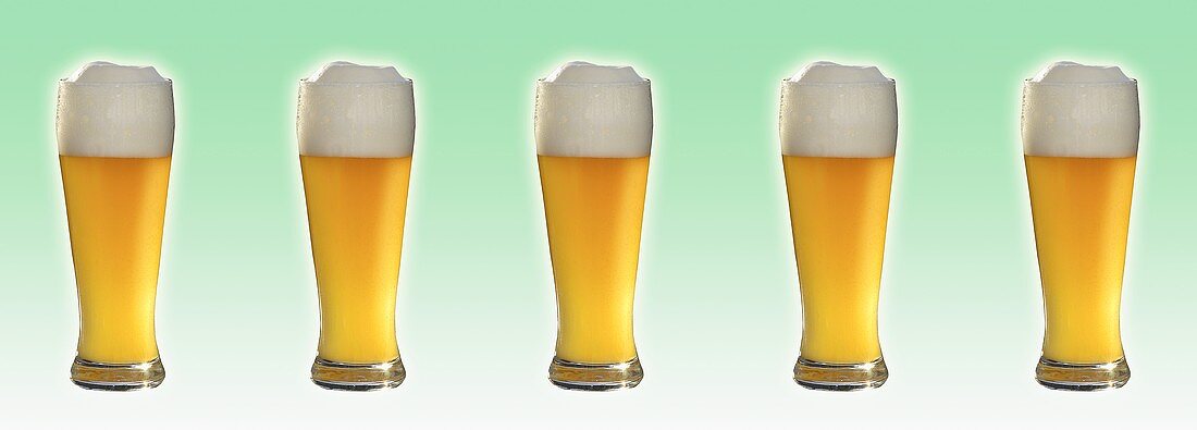 Five glasses of wheat beer