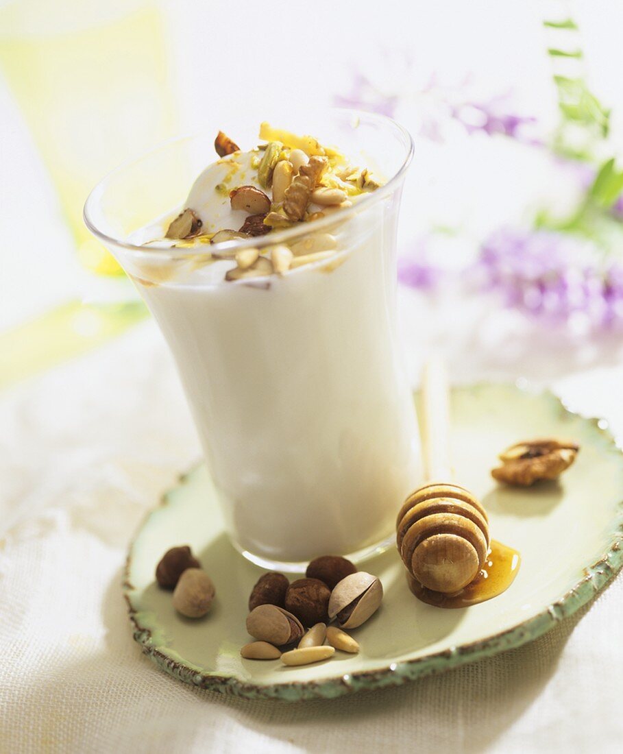 Yoghurt cream with honey and nuts