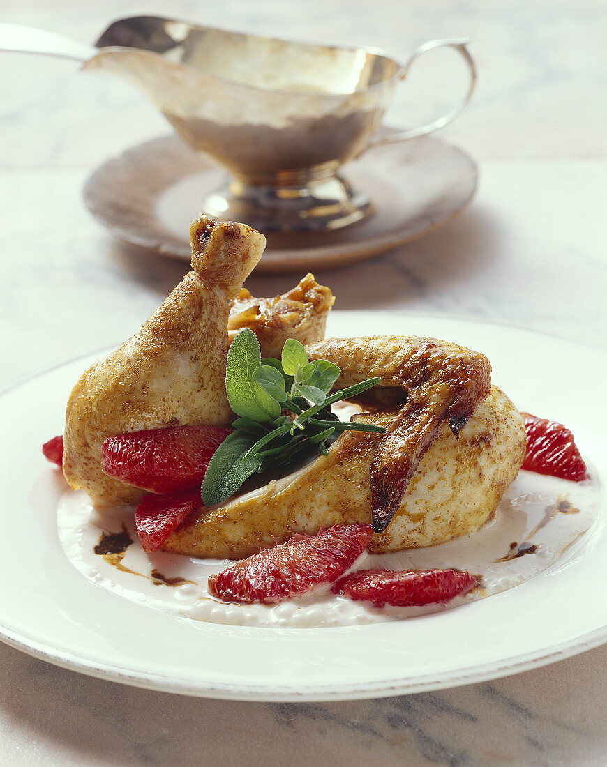 Poussin with blood orange
